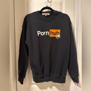 RICHARDSON x PORNHUB Black and Orange Crew Sweater